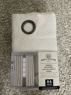 Bee & Willow Oakdale 100% Blackout Grommet Curtain Panel 84 inches- Ivory